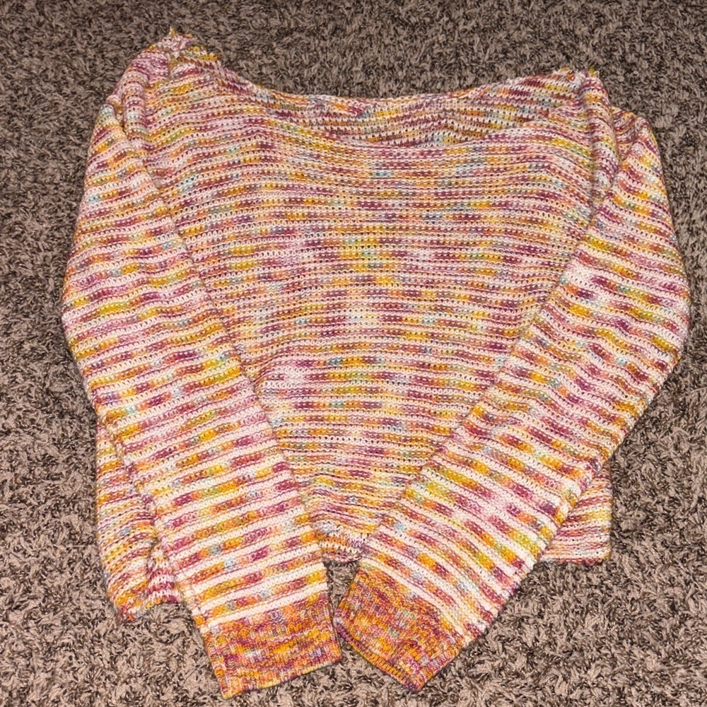 Multicolor Knit Women's Off the Shoulder Sweater